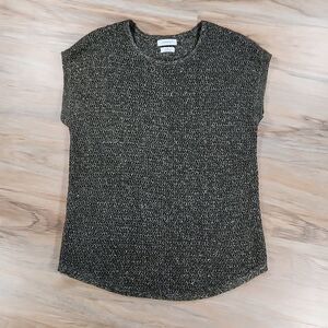 🐞Van Heusen Green & Gold Metallic Lightweight Loose Knit Sweater Medium